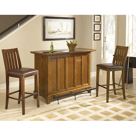 Three-Piece Mission Style Bar and Stool Set
